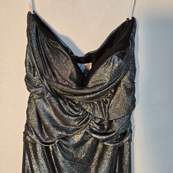MILANO Silver Metallic Strapless Ruched Ruffled Mini Dress Size XXXL New NO Tag! - Picture 4 of 16